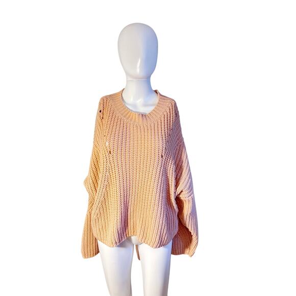 Lulus Medium Pink Crochet Sweater – 100% Acrylic, - Picture 1 of 7